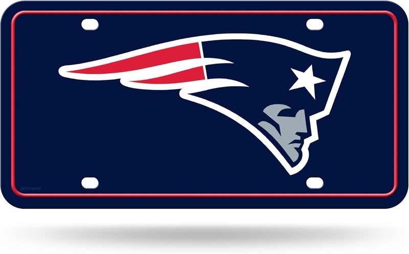 UNIQUELY ORIGINAL STORE NFL Football New England Patriots Team Logo Metal Auto Tag 6" x 12" - Great for Truck/Car/SUV - Image 1